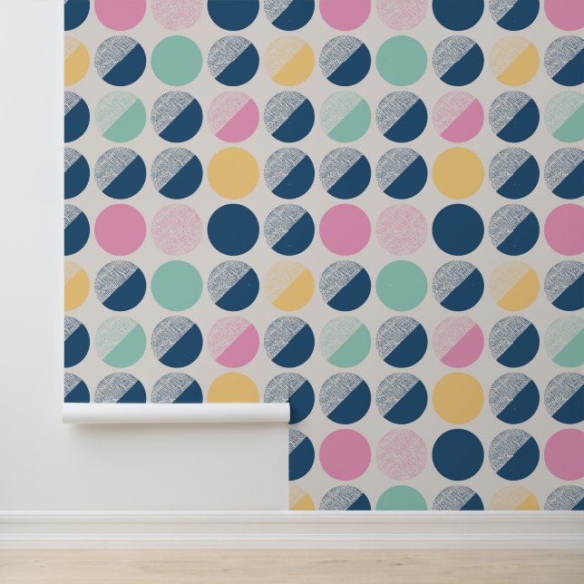 Retro Semi-Circle Patroon Behang (Applicatie)