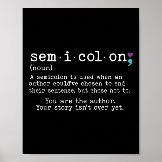 Retro Semicolon Definition Suicide Prevention Awar Poster (Voorkant)