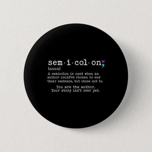 Retro Semicolon Definition Suicide Prevention Awar Ronde Button 5,7 Cm (Voorkant)