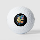 Retro Senior 2025 Klasse van 2025 Afstuderen Golfballen (Voorkant)