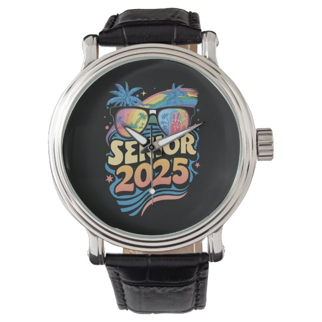 Retro Senior 2025 Klasse van 2025 Afstuderen Horloge (Voorkant)