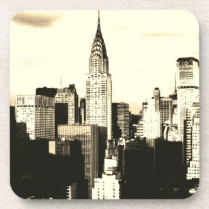 Retro Sepia Pop Art Comic Dot New York Bier Onderzetter