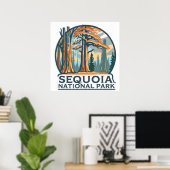 retro Sequoia National Park Giant Sequoia Trees Poster (Thuiskantoor)