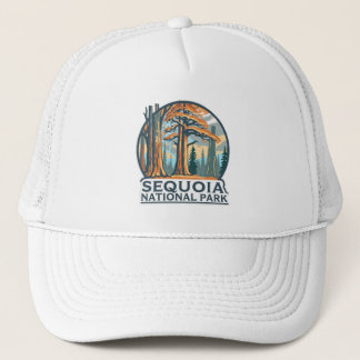 retro Sequoia National Park Giant Sequoia Trees Trucker Pet