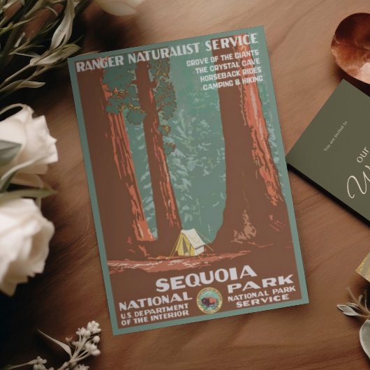  Retro Sequoia National Park Reizen Briefkaart