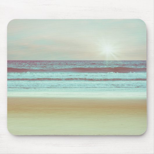 Retro Serene Beach Artwork | Mousepad Muismat (Voorkant)