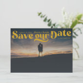 Retro Serif Mosterdgeel Save The Date (Staand voorkant)