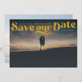 Retro Serif Mustard Yellow Save The Date (Voorkant / Achterkant)