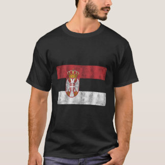 Retro Servië Vlag  stijl Souvenir Gift Mannen T-shirt
