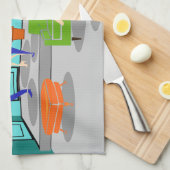 Rétro serviette de cuisine classique de télévision (Quart Plié)