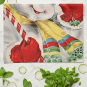 Rétro serviette de cuisine de bonhomme de neige de (Plié)