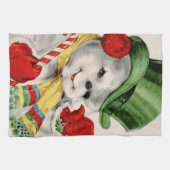 Rétro serviette de cuisine de bonhomme de neige de (Horizontal)