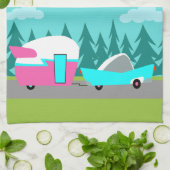 Rétro serviette de cuisine de campeur/remorque et (Plié)