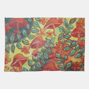 rétro serviette de cuisine de champignon