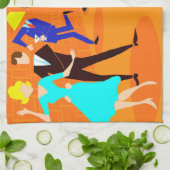 Rétro serviette de cuisine de cocktail de bande (Plié)