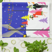 Rétro serviette de cuisine de ferme d'arbre de (Plié)