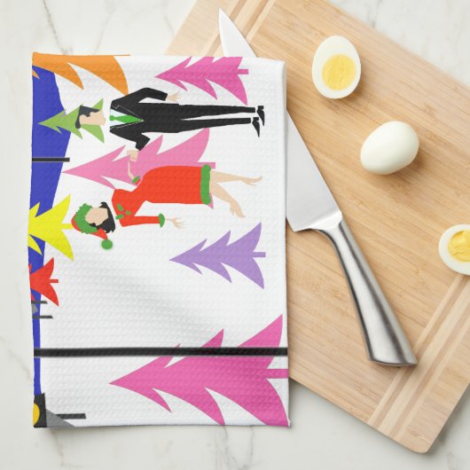 Rétro serviette de cuisine de ferme d'arbre de (Quart Plié)