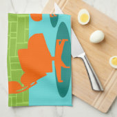 Rétro serviette de cuisine de Kitty d'âge d'espace (Quart Plié)