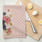 Rétro serviette de cuisine de rose de bubble-gum (Quart Plié)