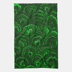Rétro serviette de cuisine de vert vert de remous
