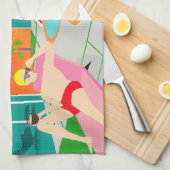 Rétro serviette de cuisine gaie de réception au (Quart Plié)