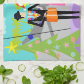 Rétro serviette de cuisine hawaïenne de Noël (Plié)