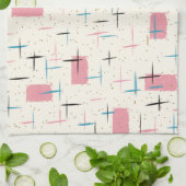 Rétro serviette de cuisine rose atomique de motif (Plié)