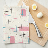 Rétro serviette de cuisine rose atomique de motif (Quart Plié)