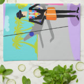 Rétro serviette de cuisine tropicale de vacances (Plié)