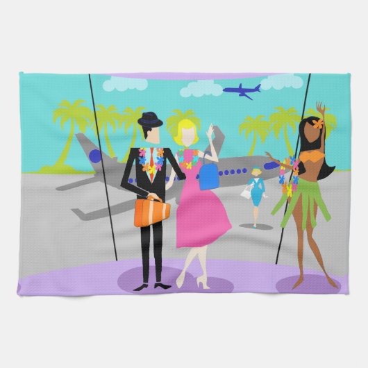 Rétro serviette de cuisine tropicale de vacances (Horizontal)
