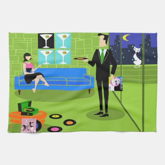 Rétro serviette de cuisine urbaine de couples de (Horizontal)