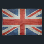 Rétro serviette de thé de style de drapeau<br><div class="desc">3:5 britannique d'échelle de drapeau de drapeau d'Union Jack avec une rétro ou sale texture vintage. La conception actuelle du drapeau des syndicats date d'une proclamation royale suivant l'union de la Grande-Bretagne et de l'Irlande en 1801. Le drapeau combine des aspects de trois drapeaux nationaux plus anciens : la Croix-Rouge...</div>