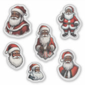 Retro Set van 6 stuks zwarte kerstman Sticker (Voorkant)