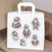 Retro Set van 6 stuks zwarte kerstman Sticker
