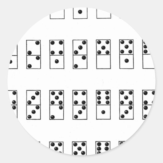  retro-set van dominoes ronde sticker (Voorkant)