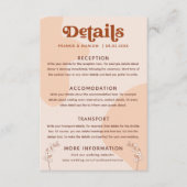 Retro Seventies Boho Wedding Details Informatiekaartje (Voorkant)