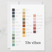 Retro Seventies Bruiloft Planning Kleurenpalet Kaart (Voorkant)