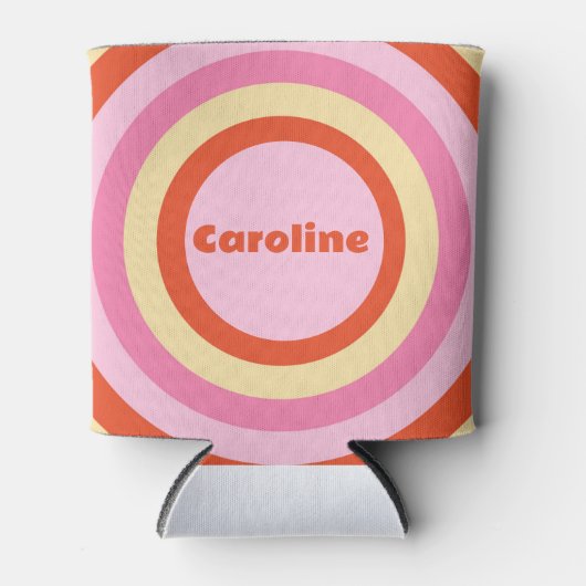 Retro  Seventies Circle Patroon Aangepast Blikjeskoeler (Voorkant)