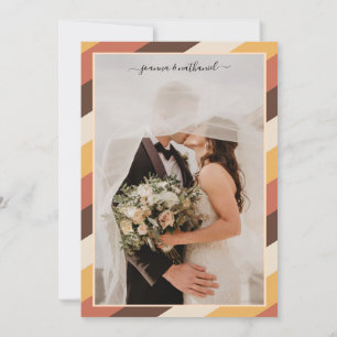 Retro Seventies Striped We Eloped Announcement 70s Kaart