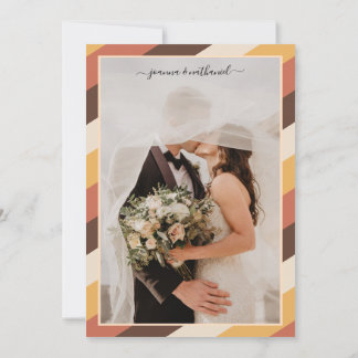 Retro Seventies Striped We Eloped Announcement 70s Kaart