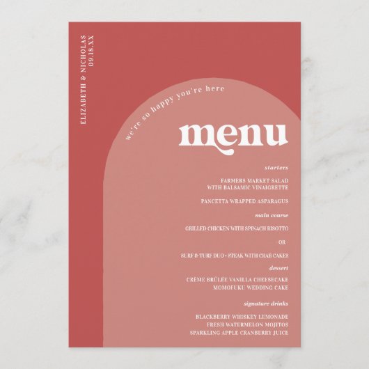 Retro Seventies Typografie | Menu Weddenschappen (Voorkant)
