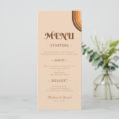 Retro Seventies Typografie Rainbow Wedding Cream Menu (Staand voorkant)