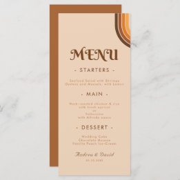 Retro Seventies Typografie Rainbow Wedding Cream Menu