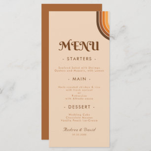 Retro Seventies Typografie Rainbow Wedding Cream Menu