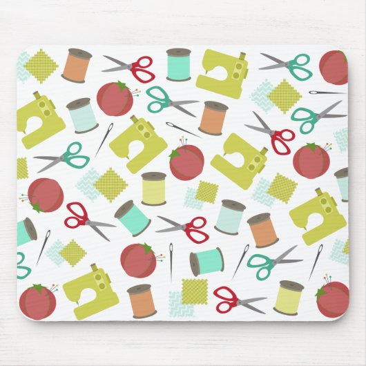Retro Sewing Thmed Mousepad Muismat (Voorkant)