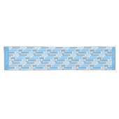 Retro Shades of Blue Geometric Design Pattern Korte Tafelloper (Horizontaal)