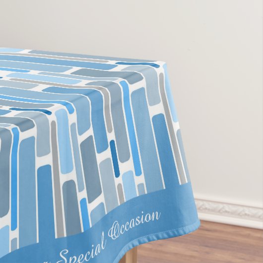 Retro Shades of Blue Geometric Design Pattern Tafelkleed (Voorbeeld)