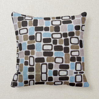 Retro Shapes Blue en Tan Pattern Sierkussen