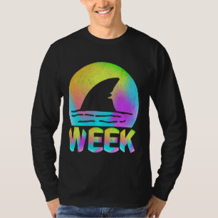 Retro Shark Fin Week 2024 Shark Lover Ocean Wildli T-shirt