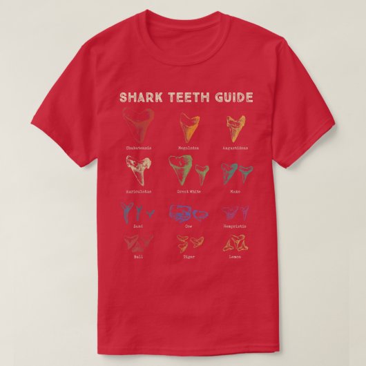 Retro Shark Teeth Guide Fossil Tooth Collector T-shirt (Design voorkant)